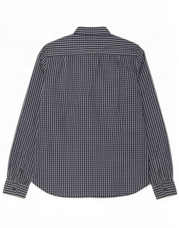 Camicia da uomo Superdry Large in cotone a quadretti blu navy