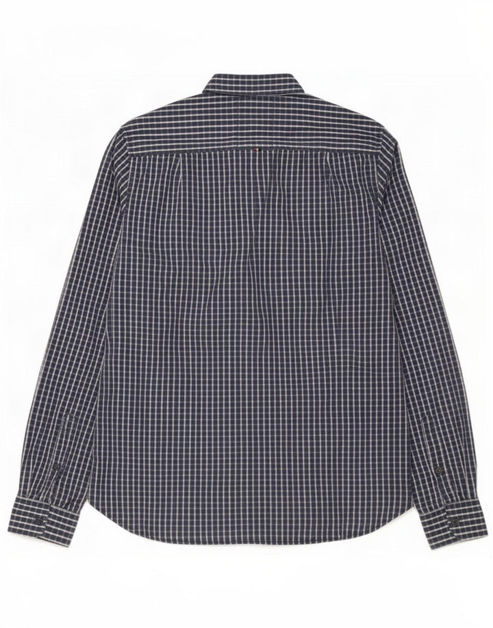 Camicia da uomo Superdry Large in cotone a quadretti blu navy