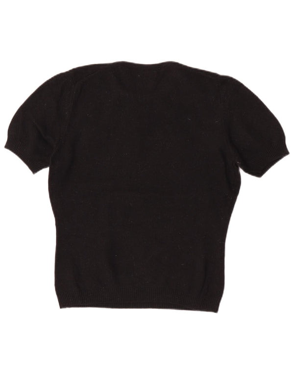 Maglione maglione girocollo a maniche corte da donna Benetton UK 12 medio nero