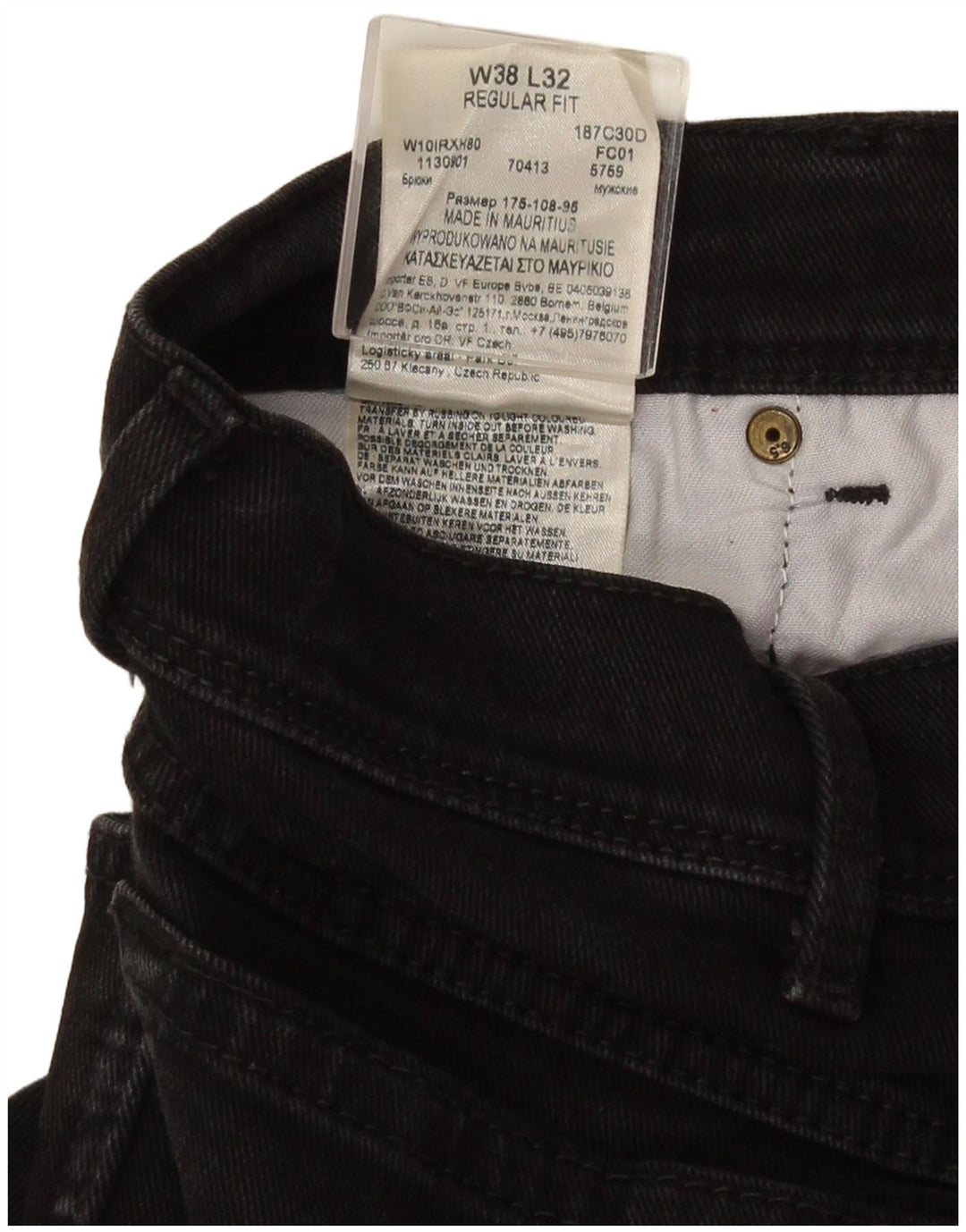 Jeans dritti da uomo Wrangler vestibilità regolare W38 L32 cotone nero