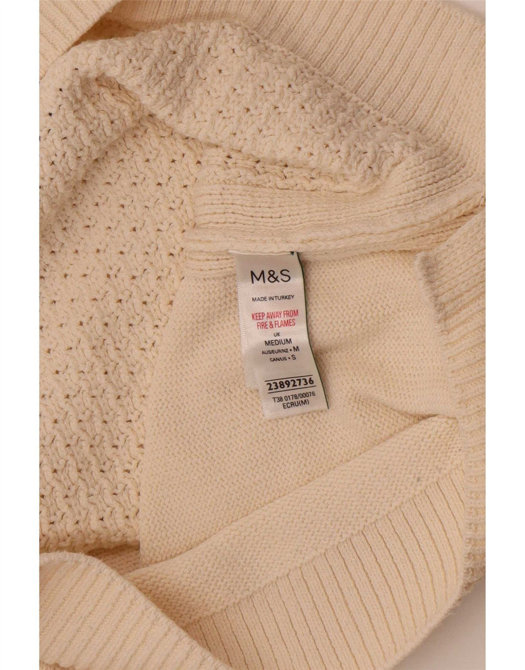 Maglione corto da donna Marks & Spencer con collo a polo UK 14 medio bianco sporco