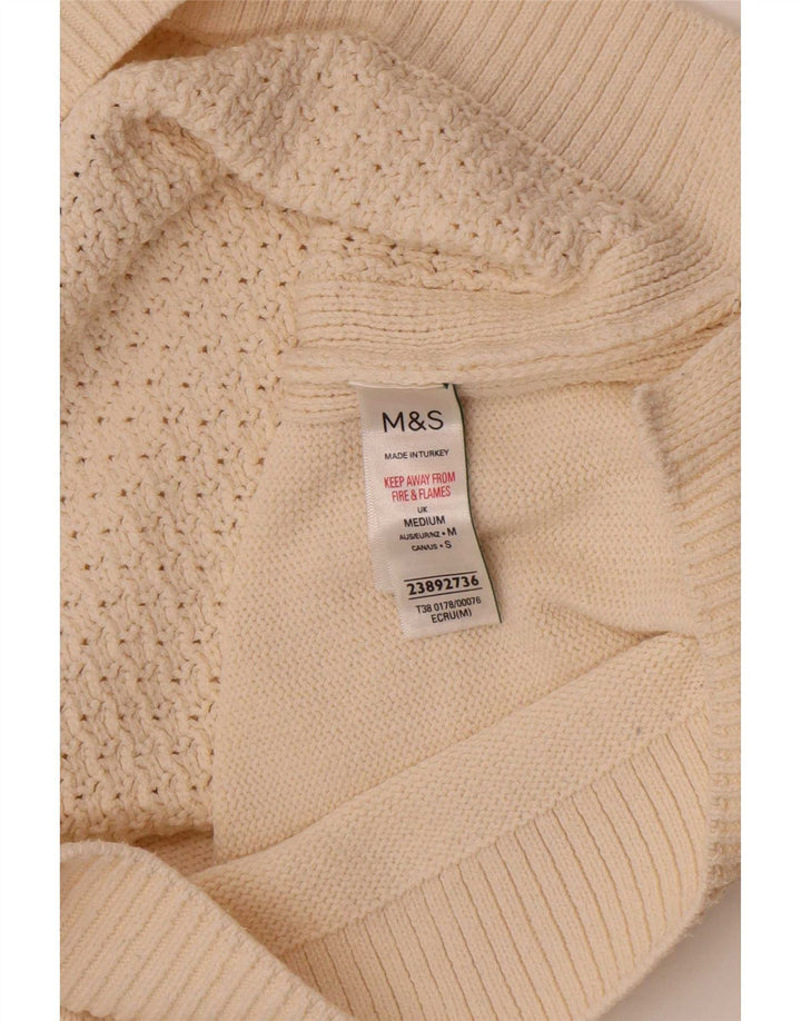 Maglione corto da donna Marks & Spencer con collo a polo UK 14 medio bianco sporco