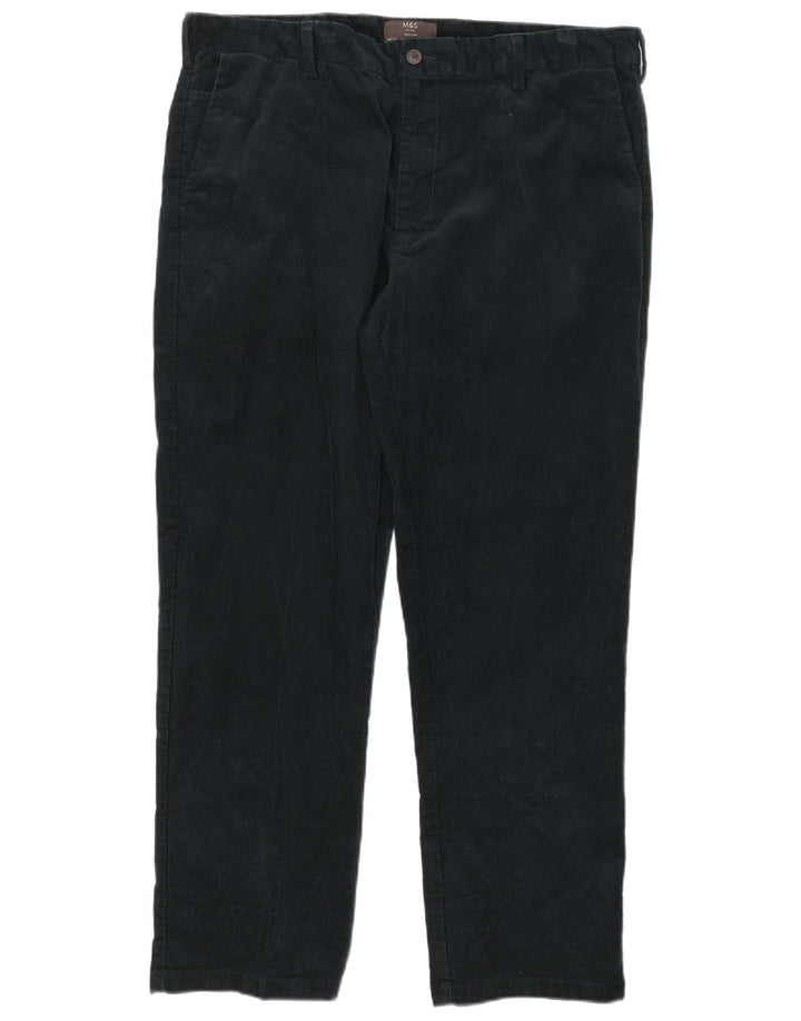 Pantaloni di velluto a coste regolari dritti da uomo Marks & Spencer W40 L31 verdi