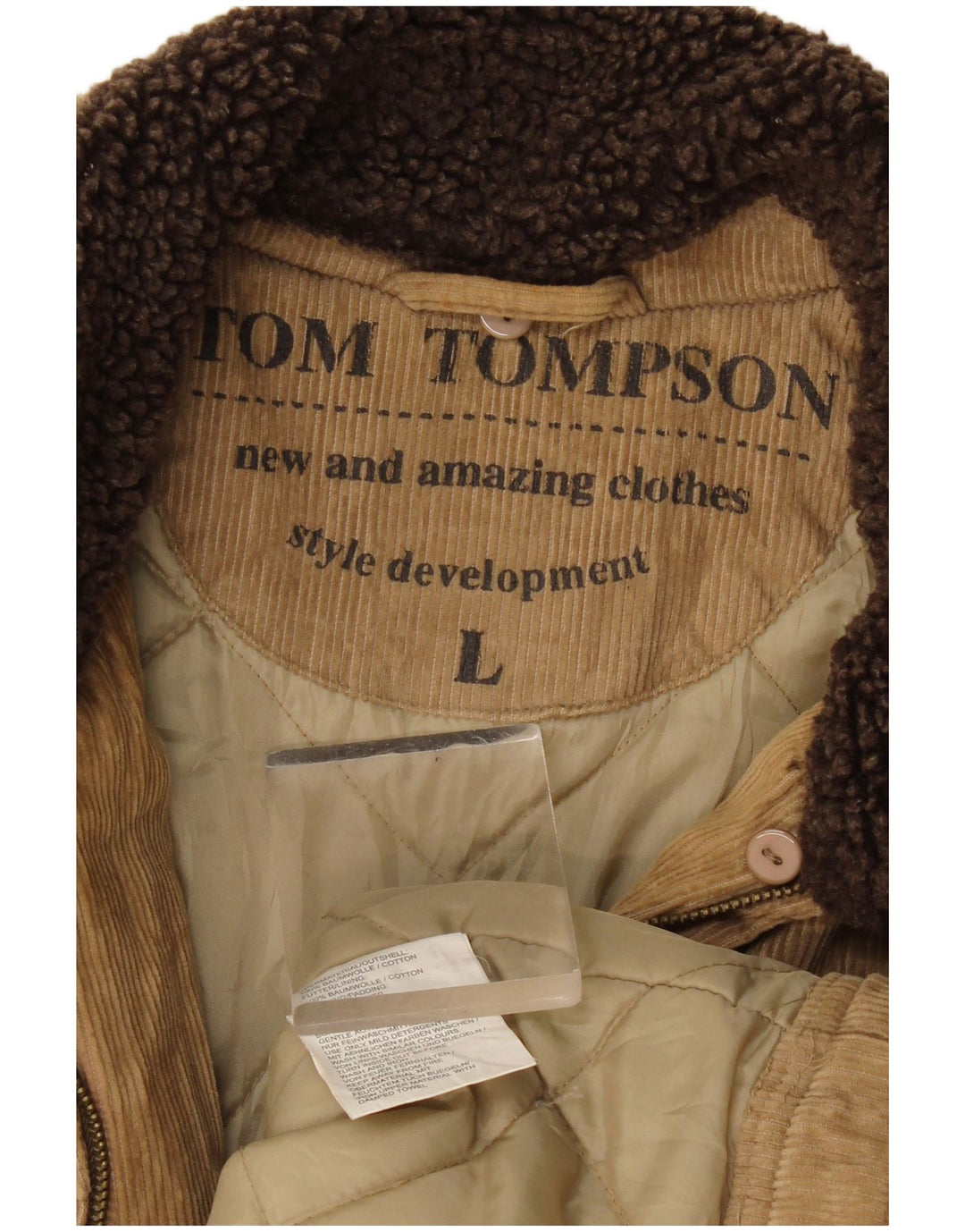 Giacca da uomo in velluto a coste Tom Tompson UK 40 grande cotone beige