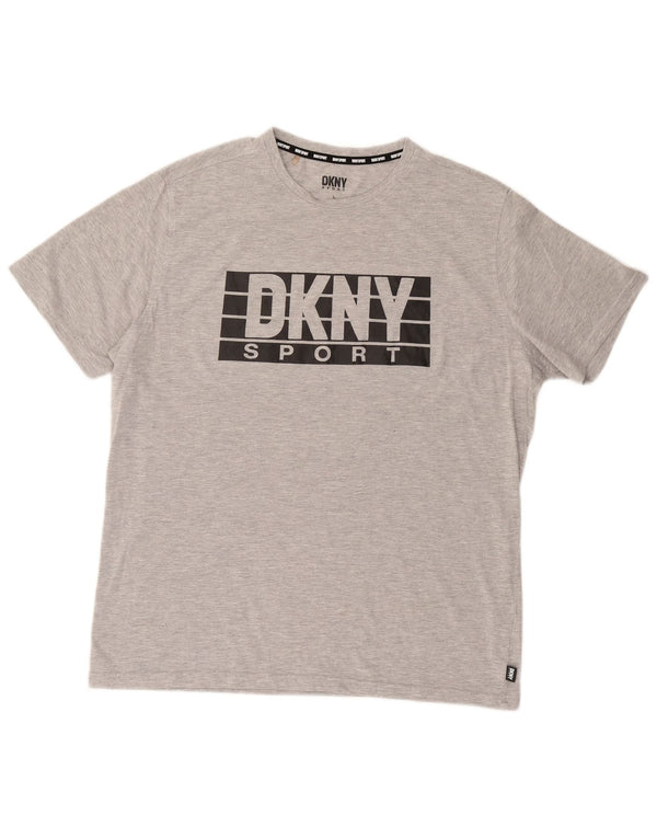 DKNY Mens Graphic T-Shirt Top Large Grey Cotton