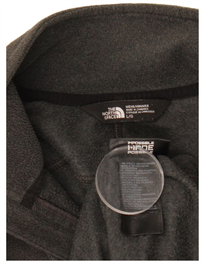 Maglione in pile da uomo The North Face con zip e collo, grande, in poliestere color block grigio