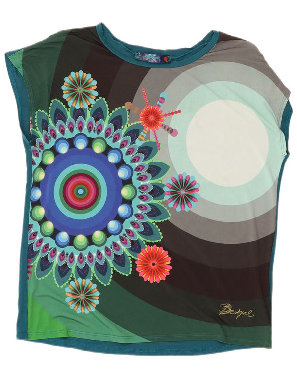 Desigual T-shirt grafica da donna Top UK 14 media multicolore