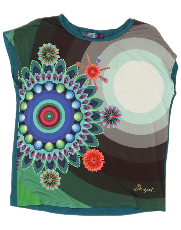 Desigual T-shirt grafica da donna Top UK 14 media multicolore