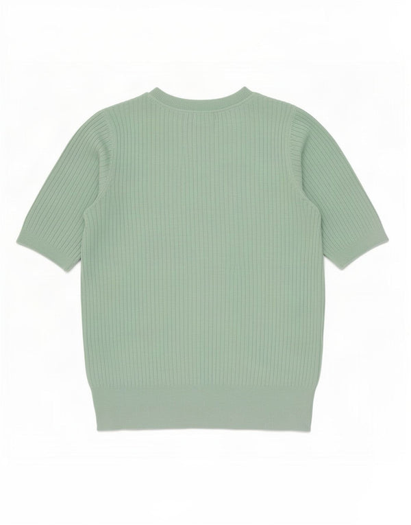 Marks & Spencer Womens Crop Crew Neck Jumper Sweater UK 10 Small Green