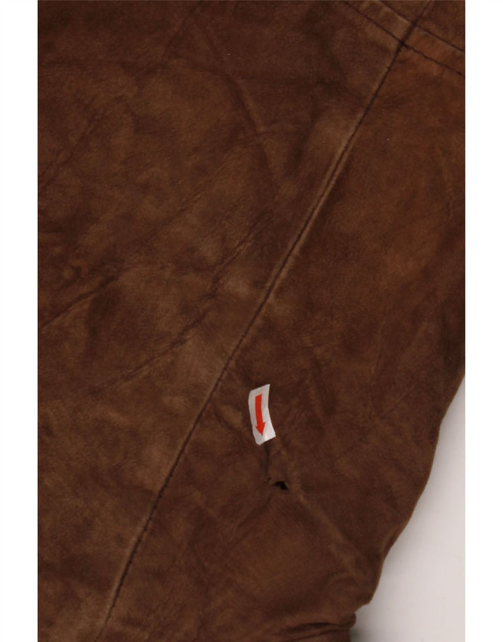 Cappotto doppiopetto da uomo in shearling VINTAGE IT 54 2XL Pelle marrone