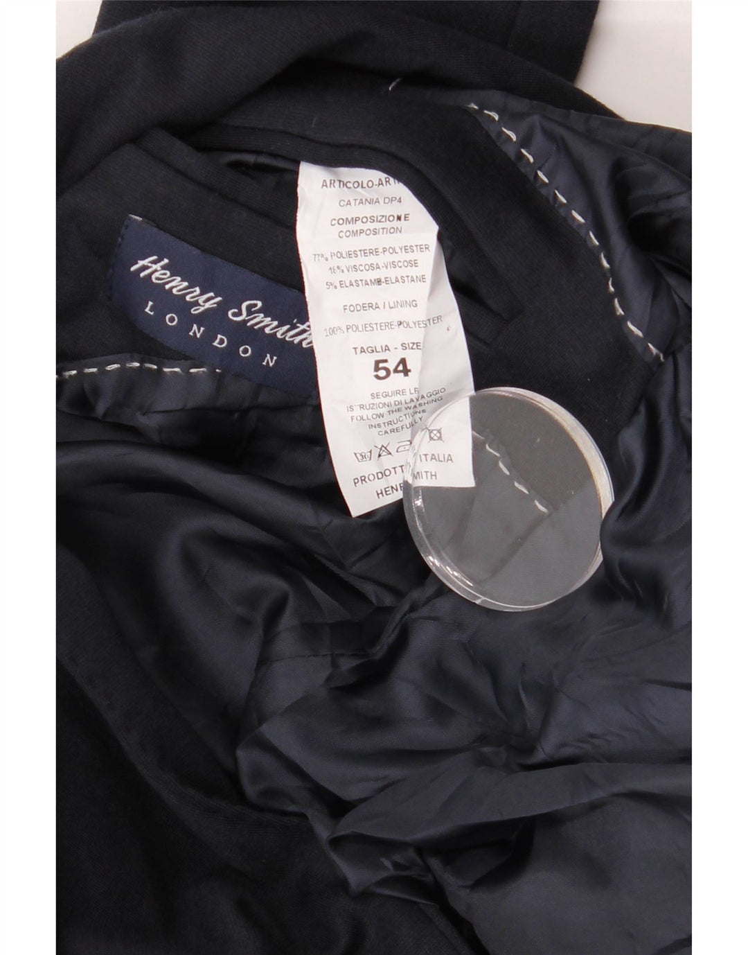 Abito vintage da uomo a 2 bottoni in 2 pezzi IT 54 2XL W34 L30 Poliestere blu navy