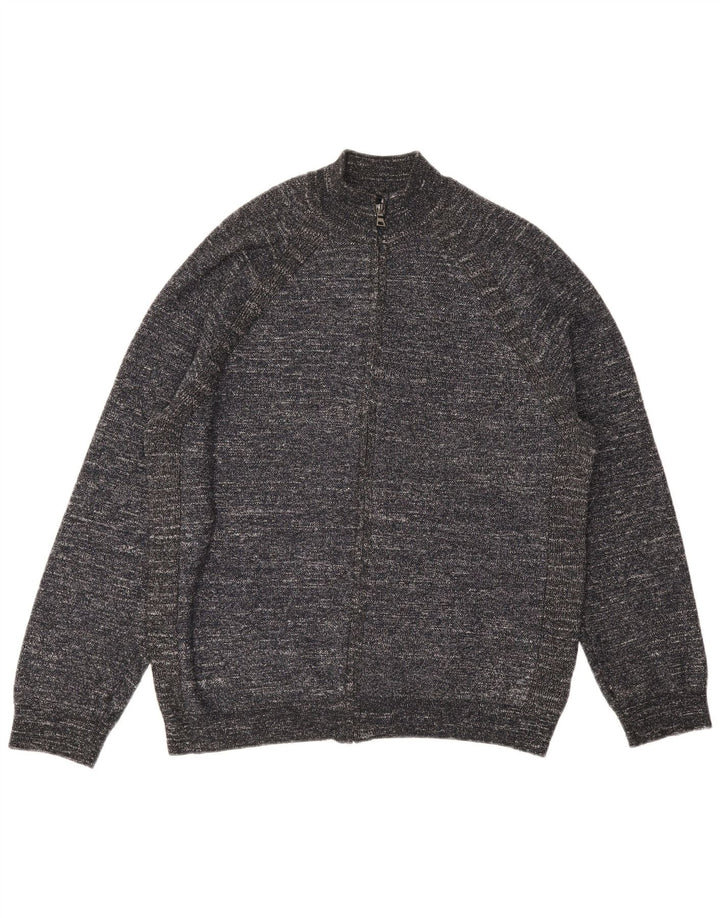 MARKS & SPENCER Maglione cardigan da uomo XL Poliestere chiazzato grigio