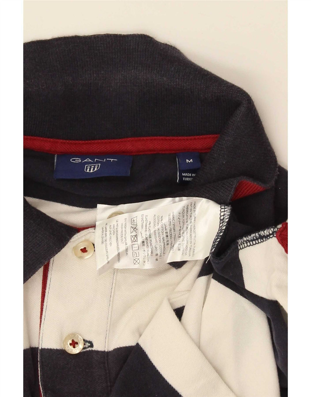 Polo da rugby da uomo Gant in cotone a righe medie blu navy