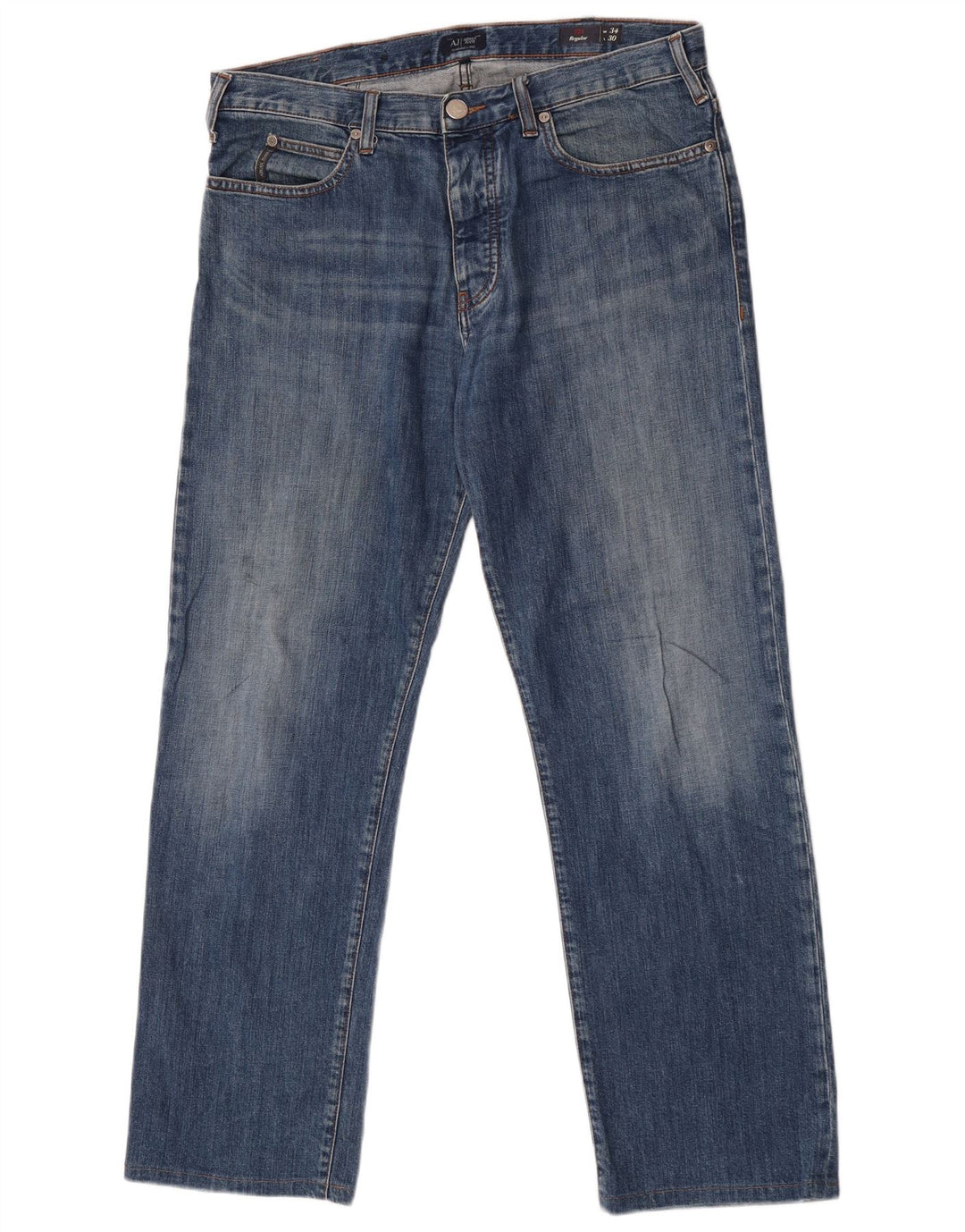 Jeans dritti da uomo vestibilità regolare Armani W35 L30 cotone blu