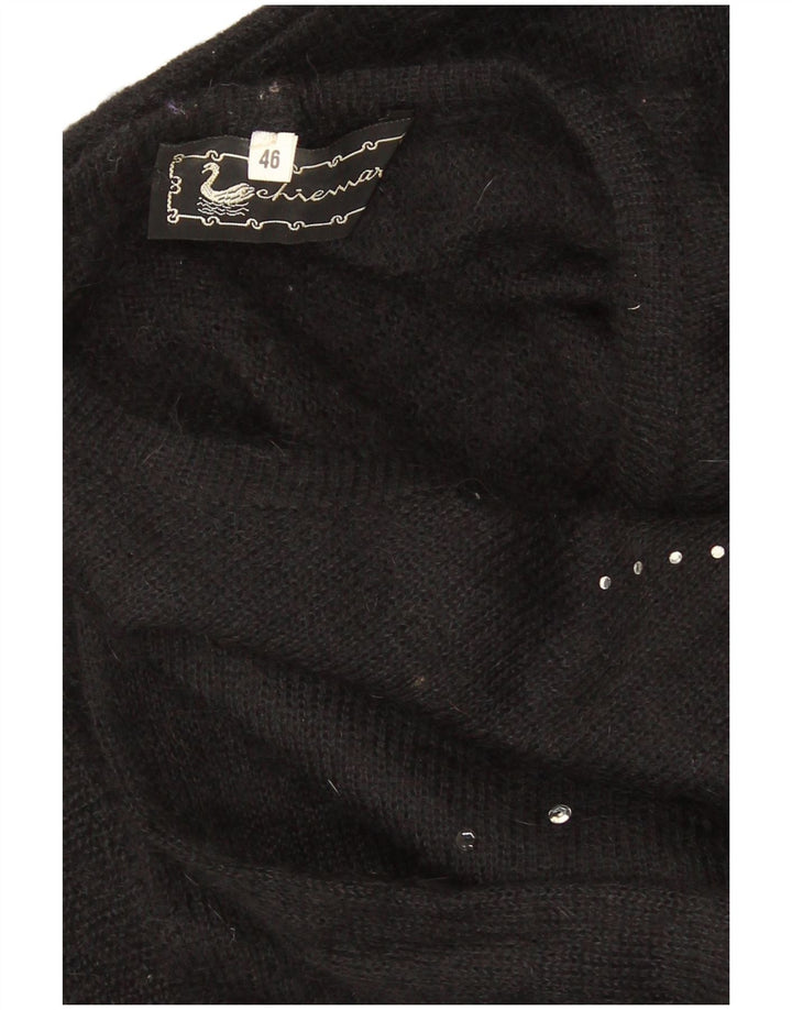 Maglione girocollo oversize da donna vintage corto girocollo IT 46 grande nero