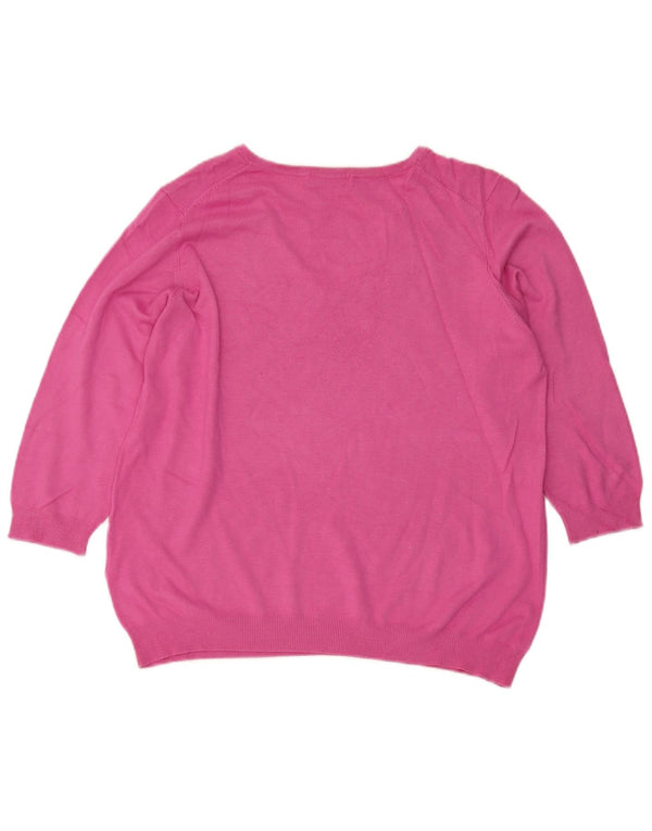 Maglione da donna Marks & Spencer con maniche a 3/4 e scollo a V UK 20 2XL Rosa