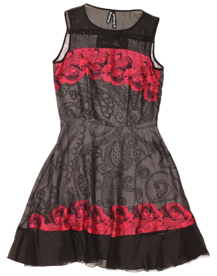 Desigual Abito da donna senza maniche a trapezio EU 40 Paisley grigio medio