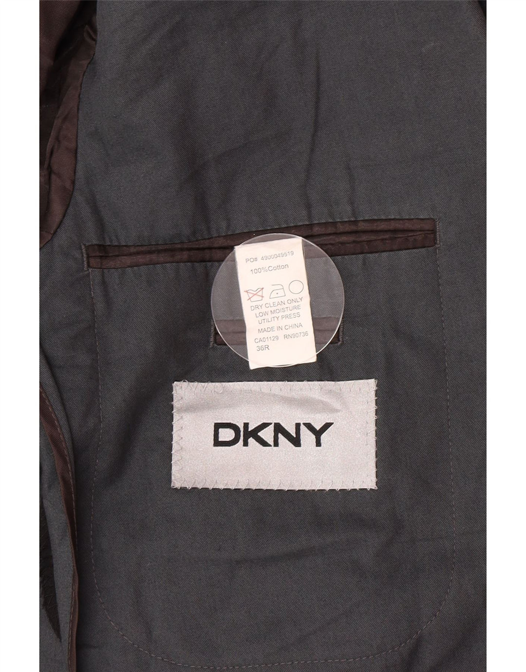 Giacca blazer da uomo a 2 bottoni Dkny UK 36 piccola in cotone grigio