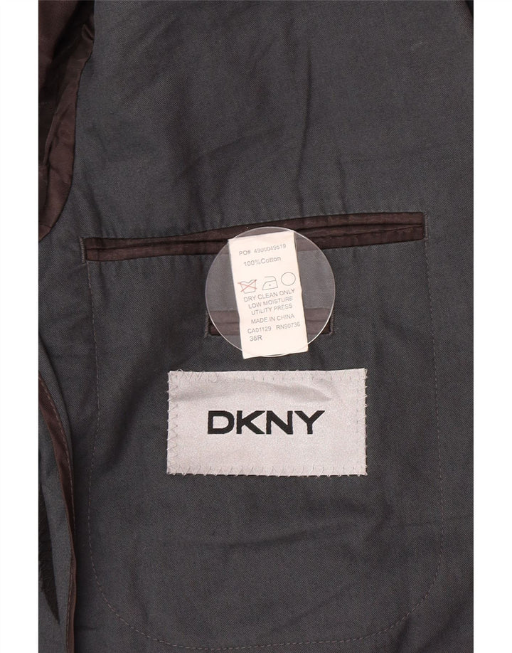 Giacca blazer da uomo a 2 bottoni Dkny UK 36 piccola in cotone grigio