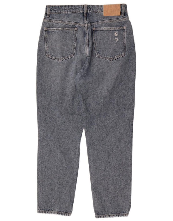 Jeans affusolati a vita alta effetto consumato da donna Zara EU 40 medio W30 L27 blu