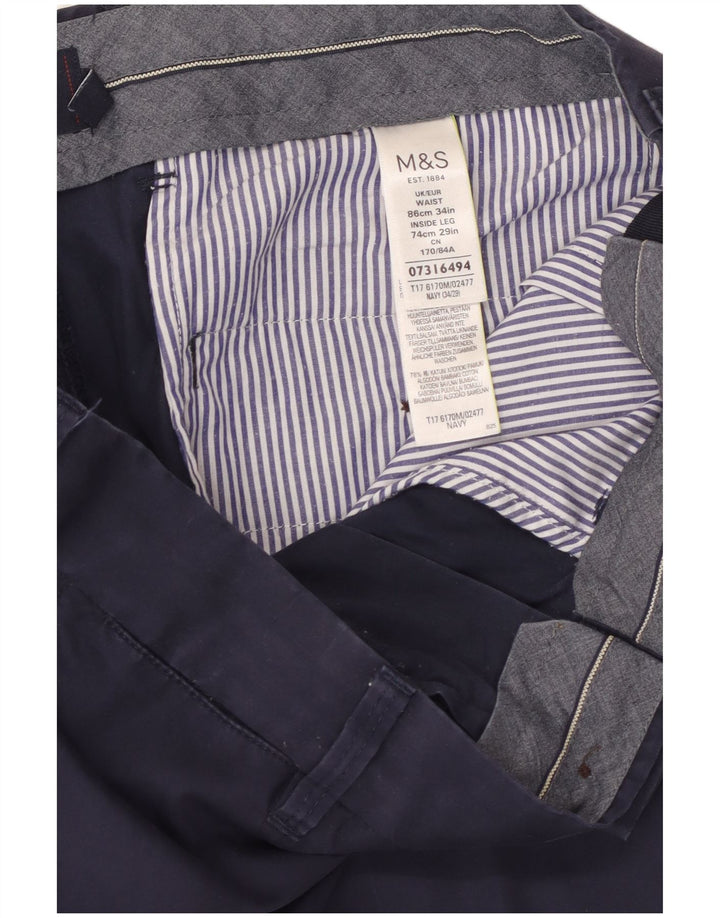 Pantaloni cropped da uomo Marks & Spencer W34 L25 cotone blu navy