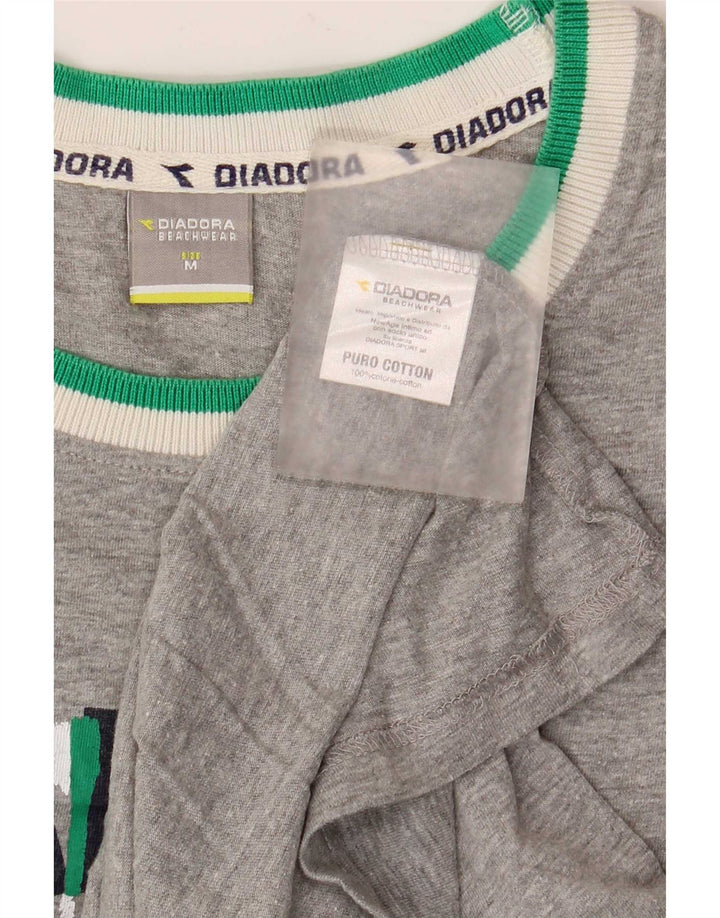 Canotta grafica da uomo Diadora in cotone color block grigio medio