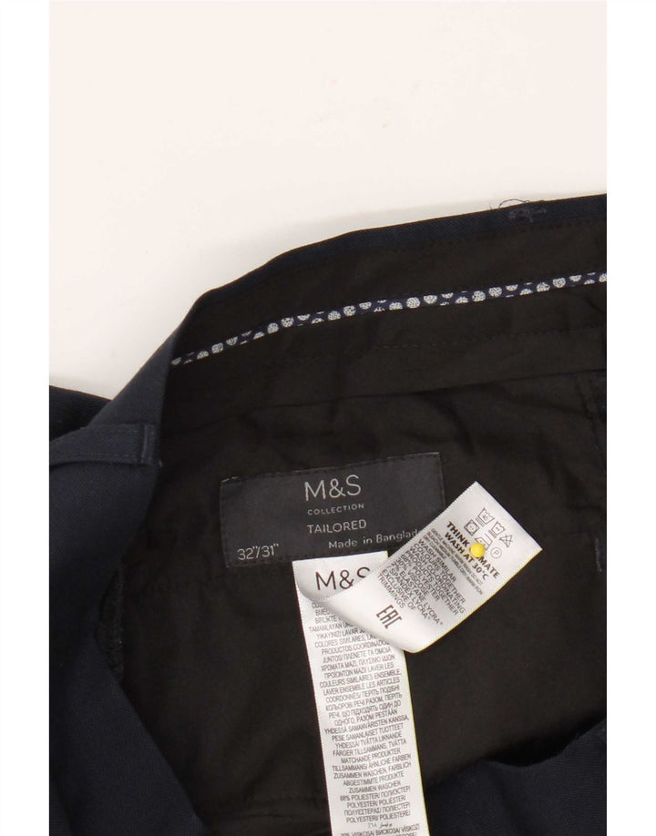 Pantaloni chino slim su misura da uomo Marks & Spencer W32 L31 Blu Navy
