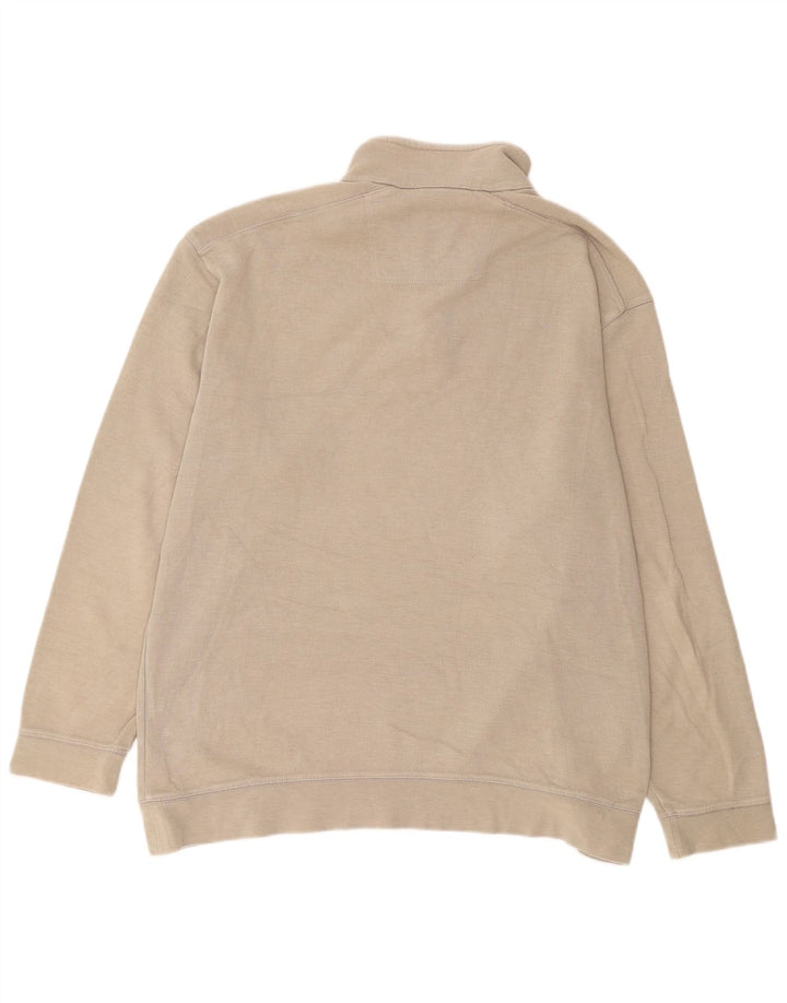 Felpa da uomo Marks & Spencer con collo con zip blu Harbour, maglione grande beige