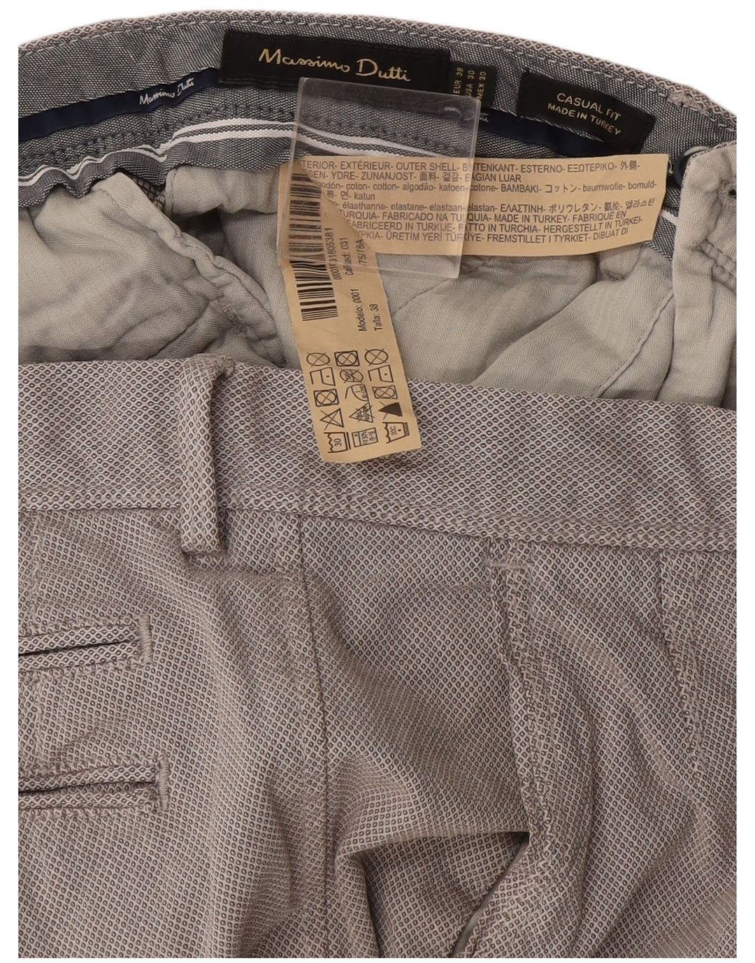 Pantaloni chino da uomo Massimo Dutti EU 38 Small W30 L29 Grigio Argyle/Diamond