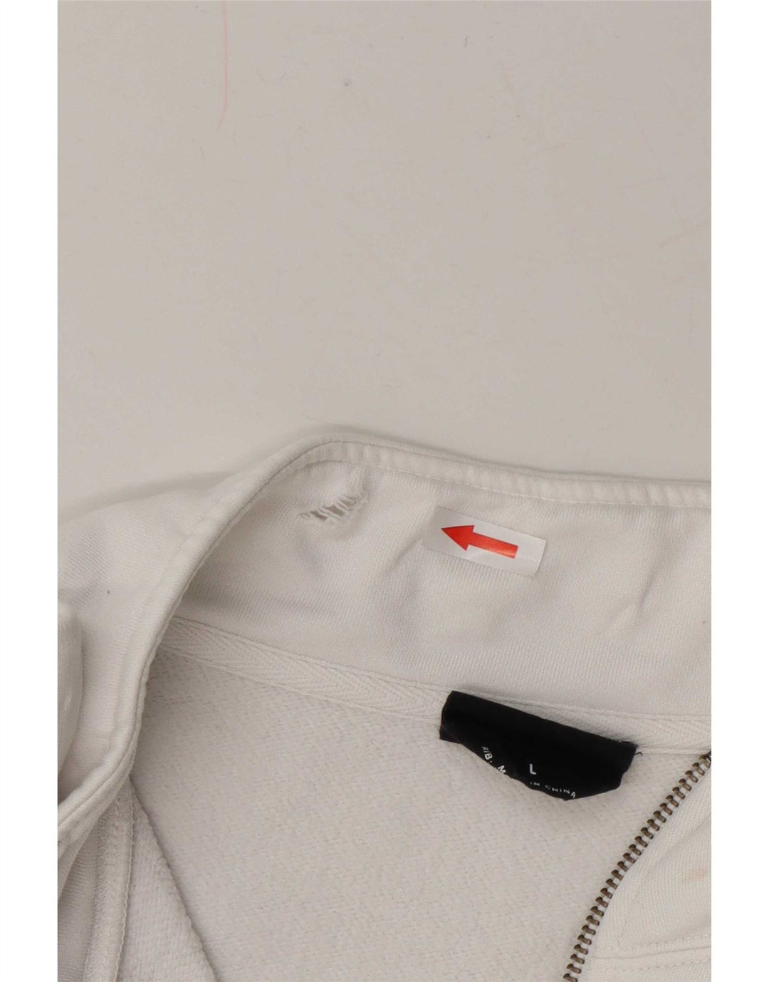 Felpa Champion da uomo con collo con zip, maglione grande, cotone bianco