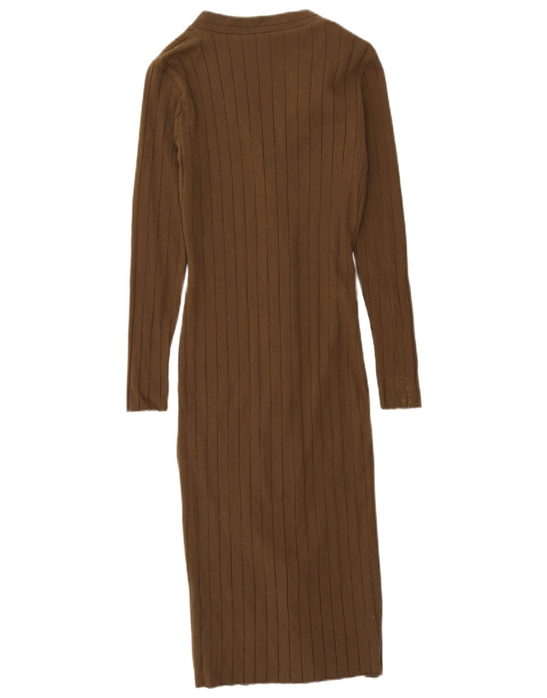 Vestito lungo a maniche lunghe da donna Zara UK 12 medio cachi