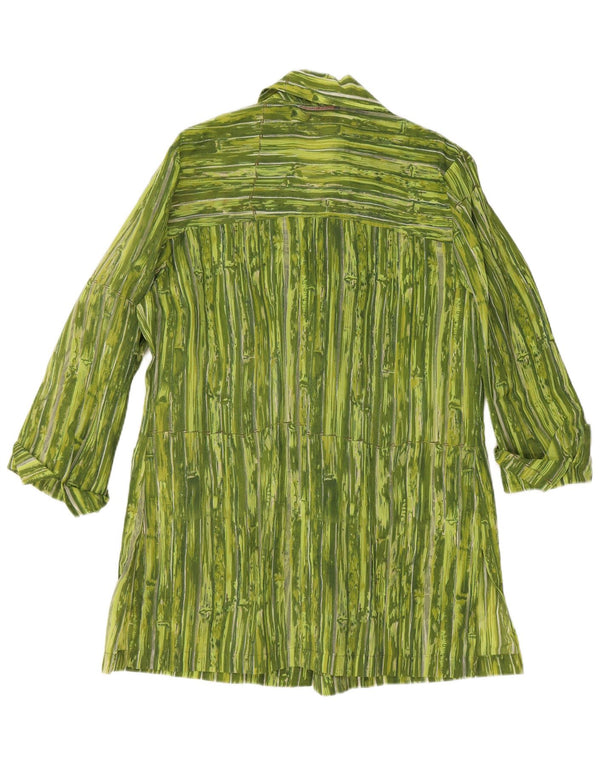 Camicetta da donna con maniche a 3/4 VINTAGE UK 14 Viscosa a righe verde medio