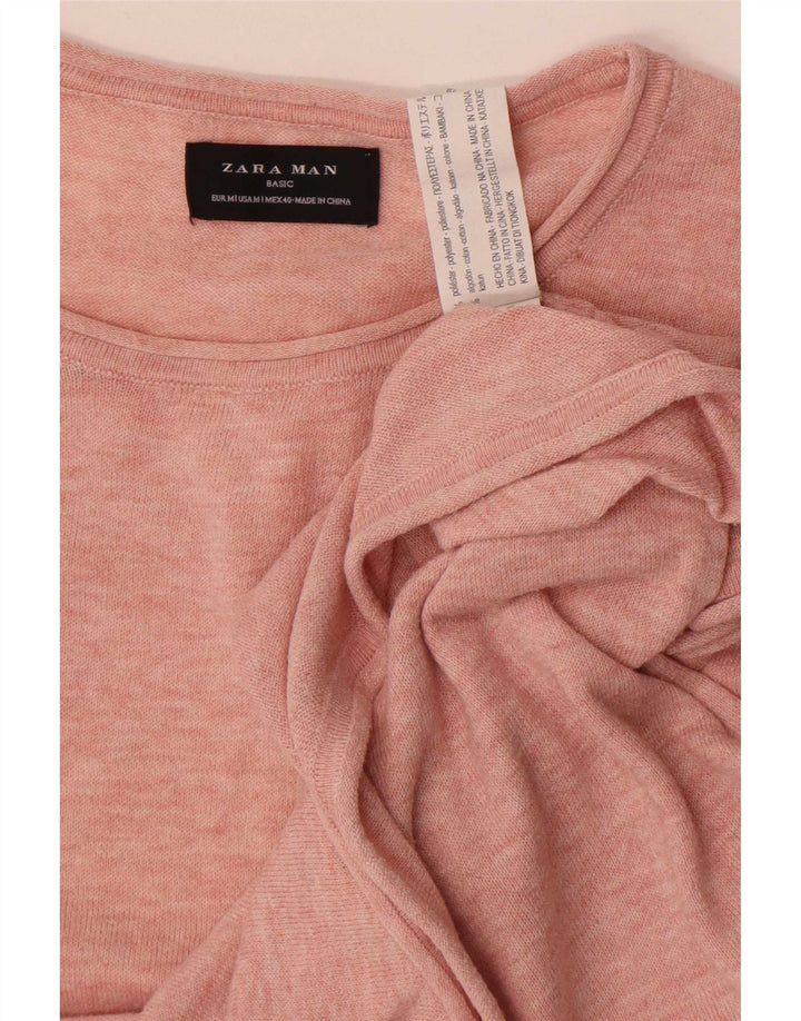 T-shirt da uomo Zara Top in poliestere mélange rosa medio