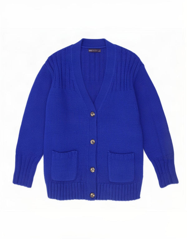 Maglione cardigan da donna Marks & Spencer UK 10 piccolo acrilico blu