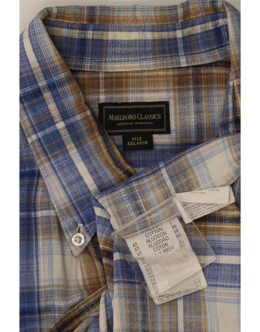 Camicia a maniche corte da uomo Marlboro Classics 2XL in cotone a quadri multicolore