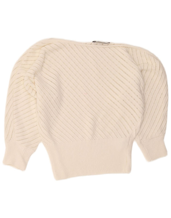 Maglione corto con scollo a barca e maniche a 3/4 Zara da donna UK 14 Bianco medio