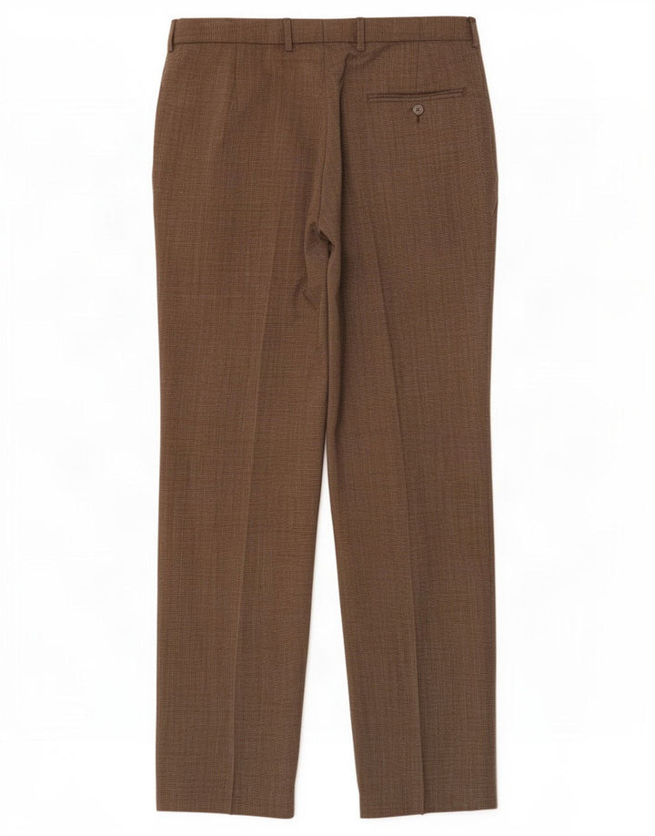 Pantaloni da abito vestibilità regolare da uomo Marks & Spencer W34 L33 a quadri marroni