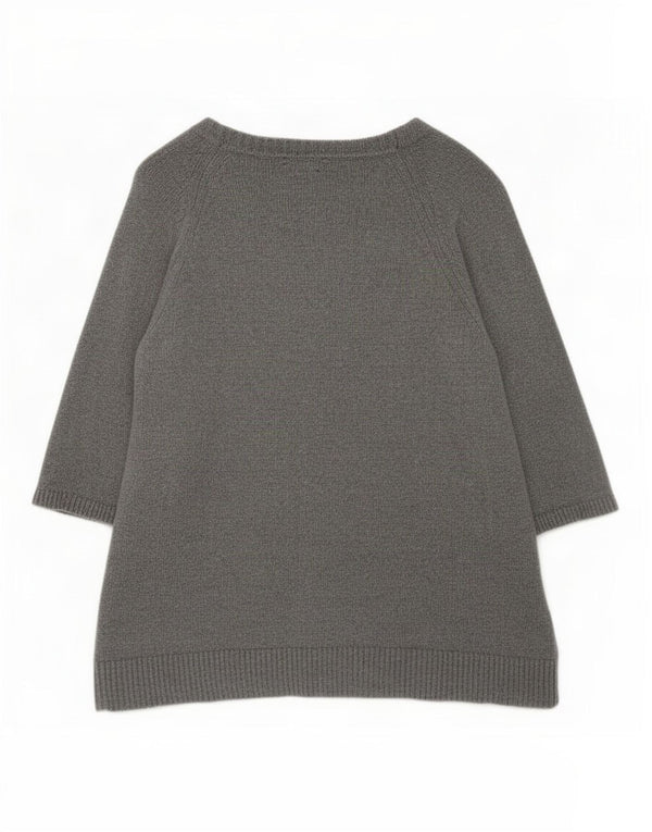 Massimo Dutti Maglione da donna con scollo a V maniche a 3/4 UK 14 Grigio medio