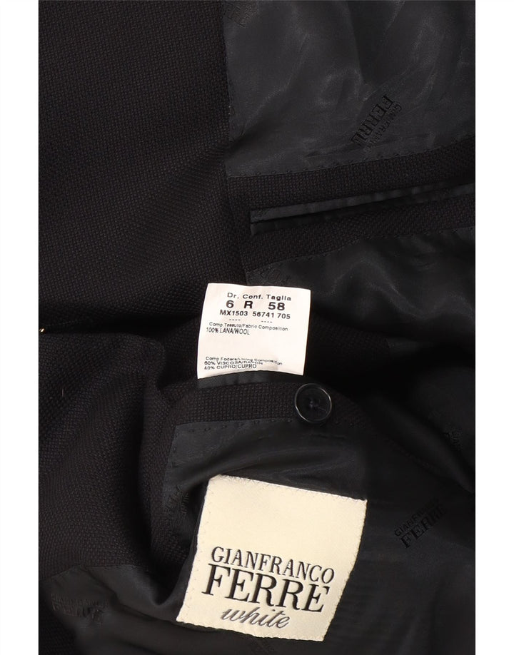 Giacca Blazer da Uomo a 3 Bottoni Gianfranco Ferre IT 58 2XL Lana Blu Navy
