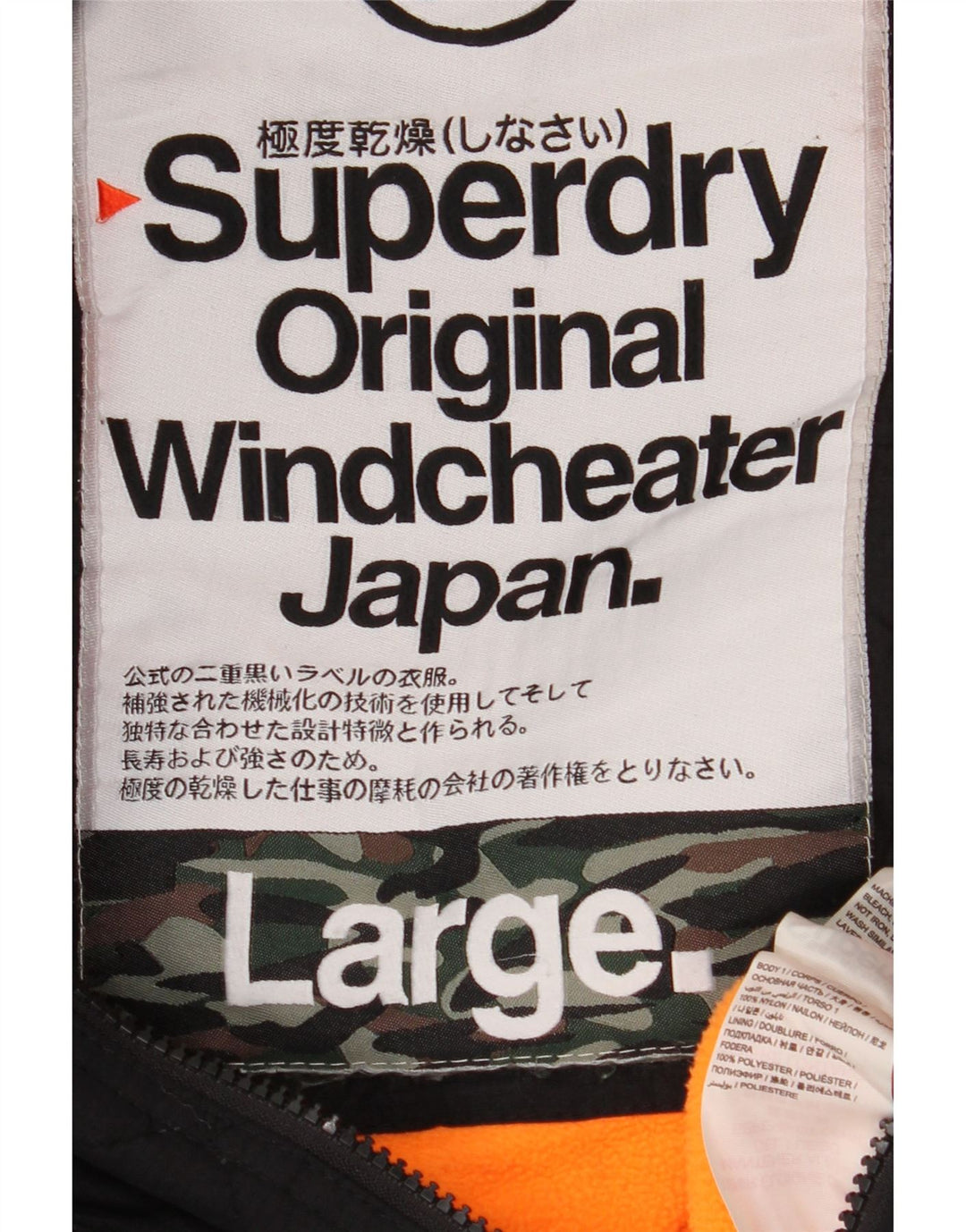 Giacca a vento grafica da uomo SUPERDRY Windcheater UK 40 grande nera