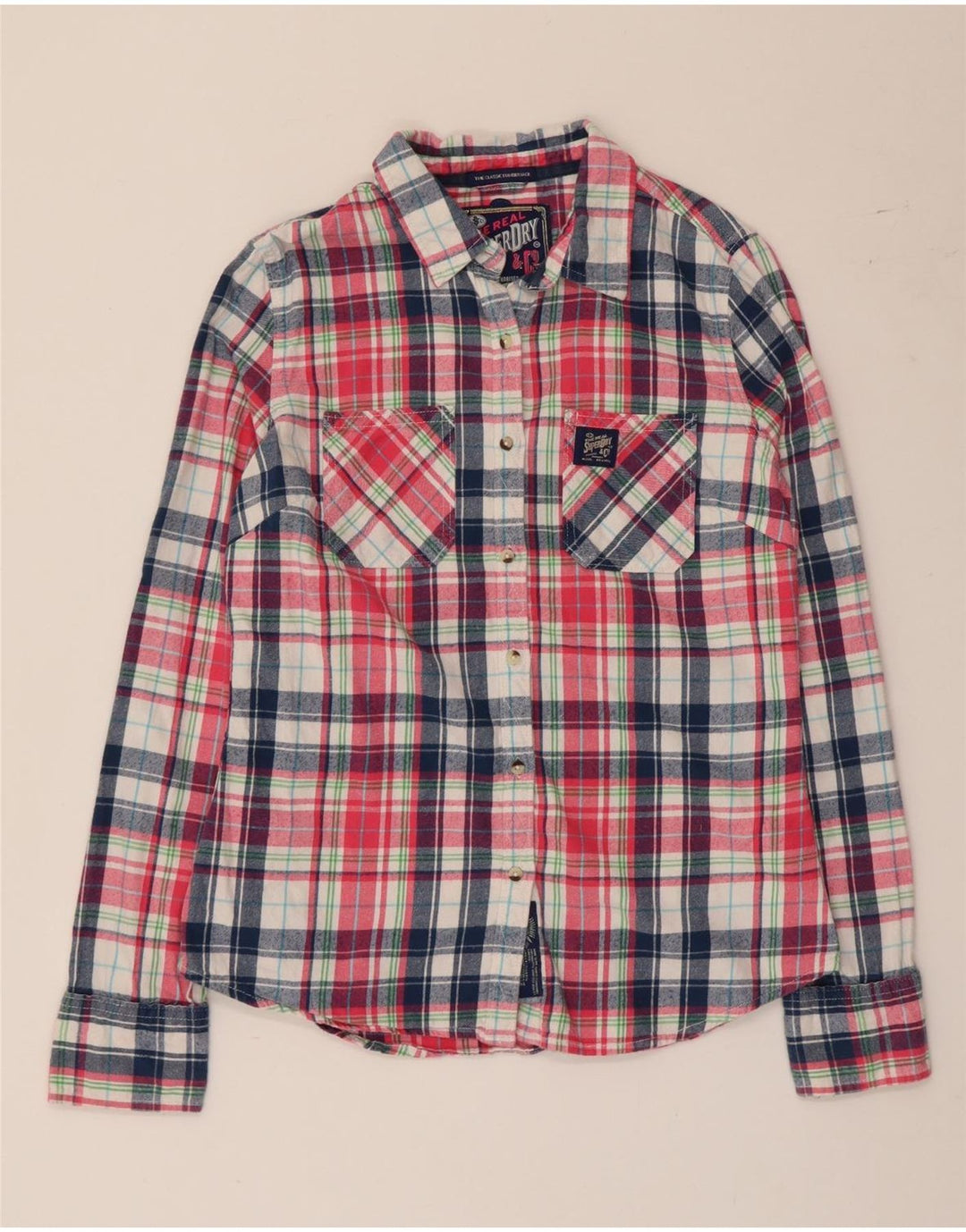 Camicia da donna in flanella dal taglio classico Superdry UK 12 cotone multicolore medio