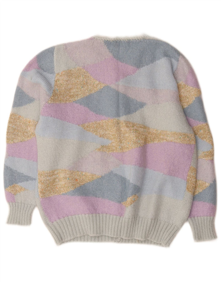 Maglione cardigan da donna vintage UK 14 Novità multicolore medio