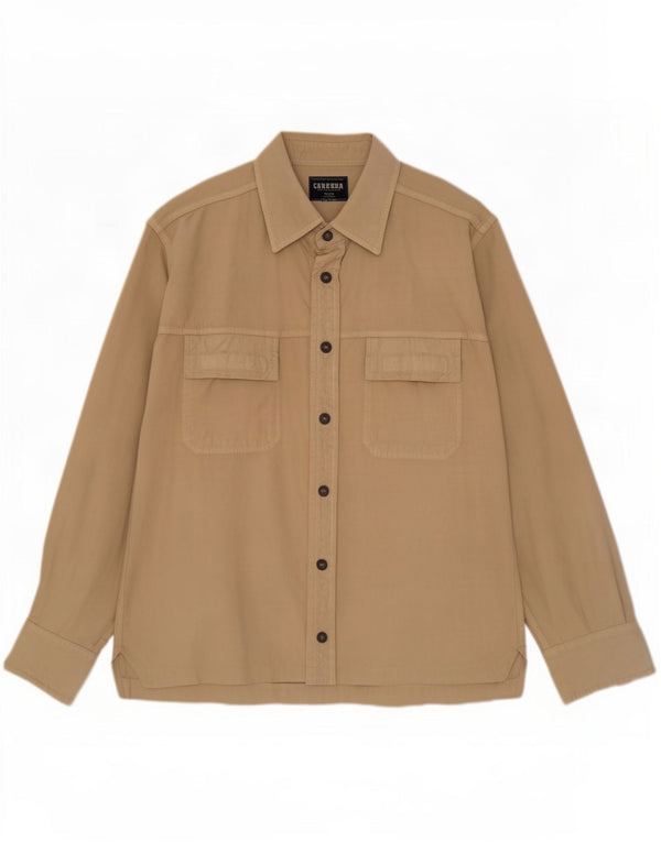 Carrera Camicia da uomo taglia 41/42 Large Beige Cotton