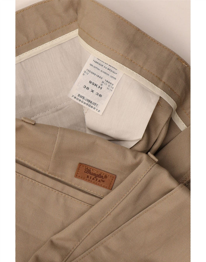 WRANGLER Pantaloni chino con pegging Riata da uomo W38 L36 in cotone beige