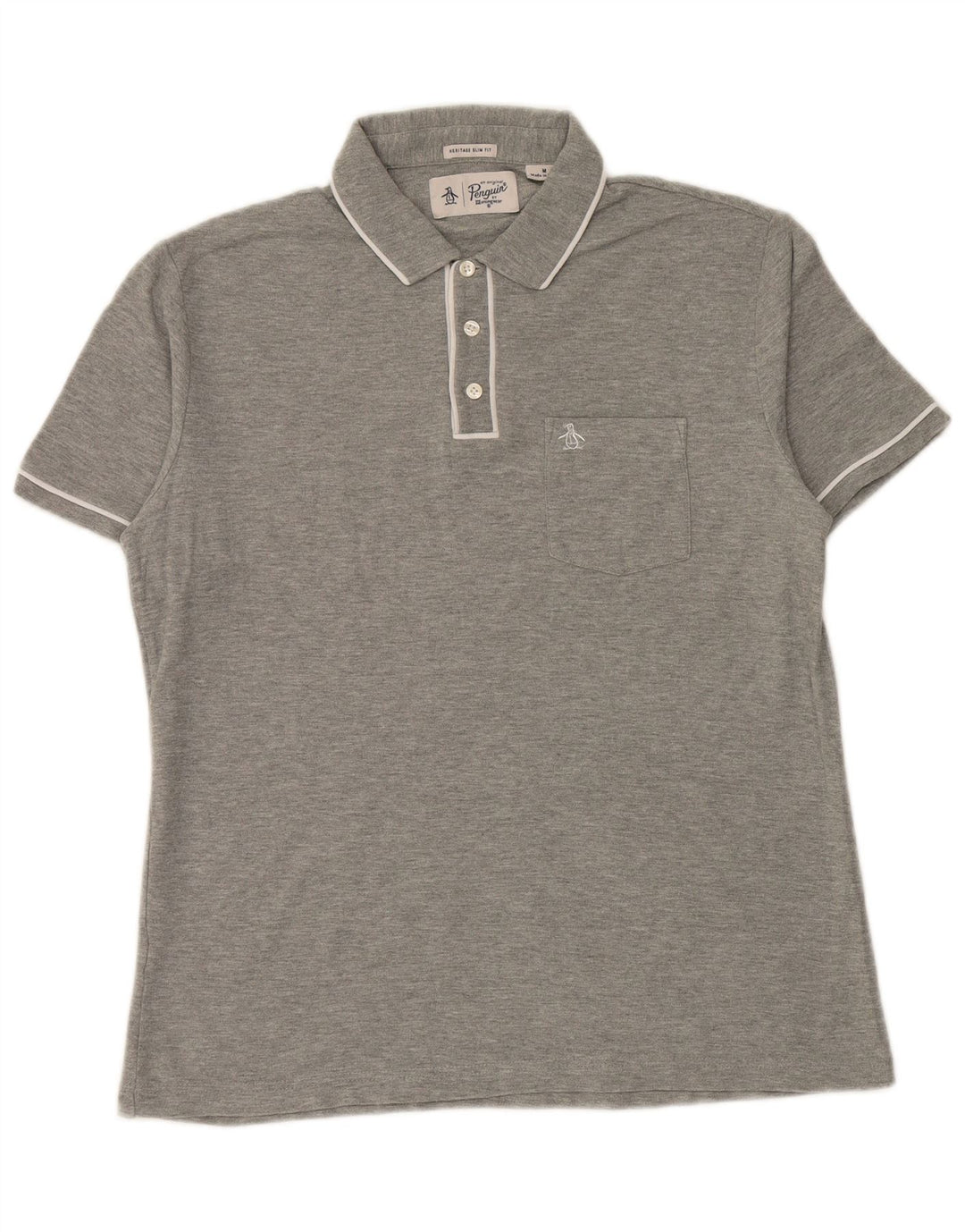 Polo Penguin Heritage da uomo slim fit a righe grigio medio