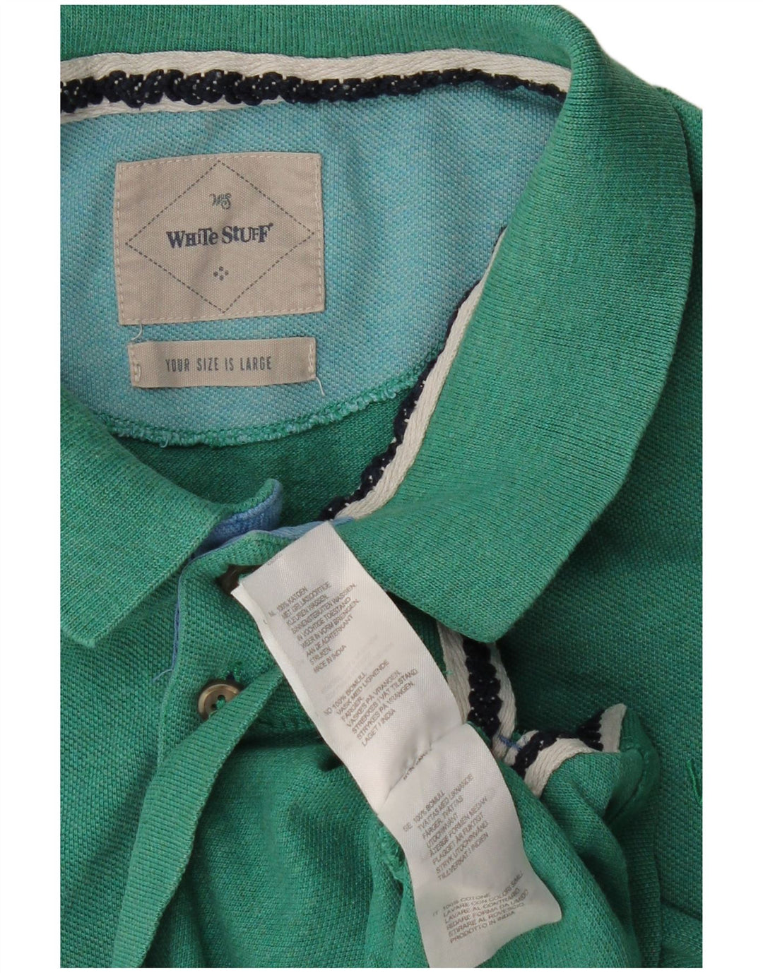 WHITE STUFF Polo da uomo grande in cotone verde