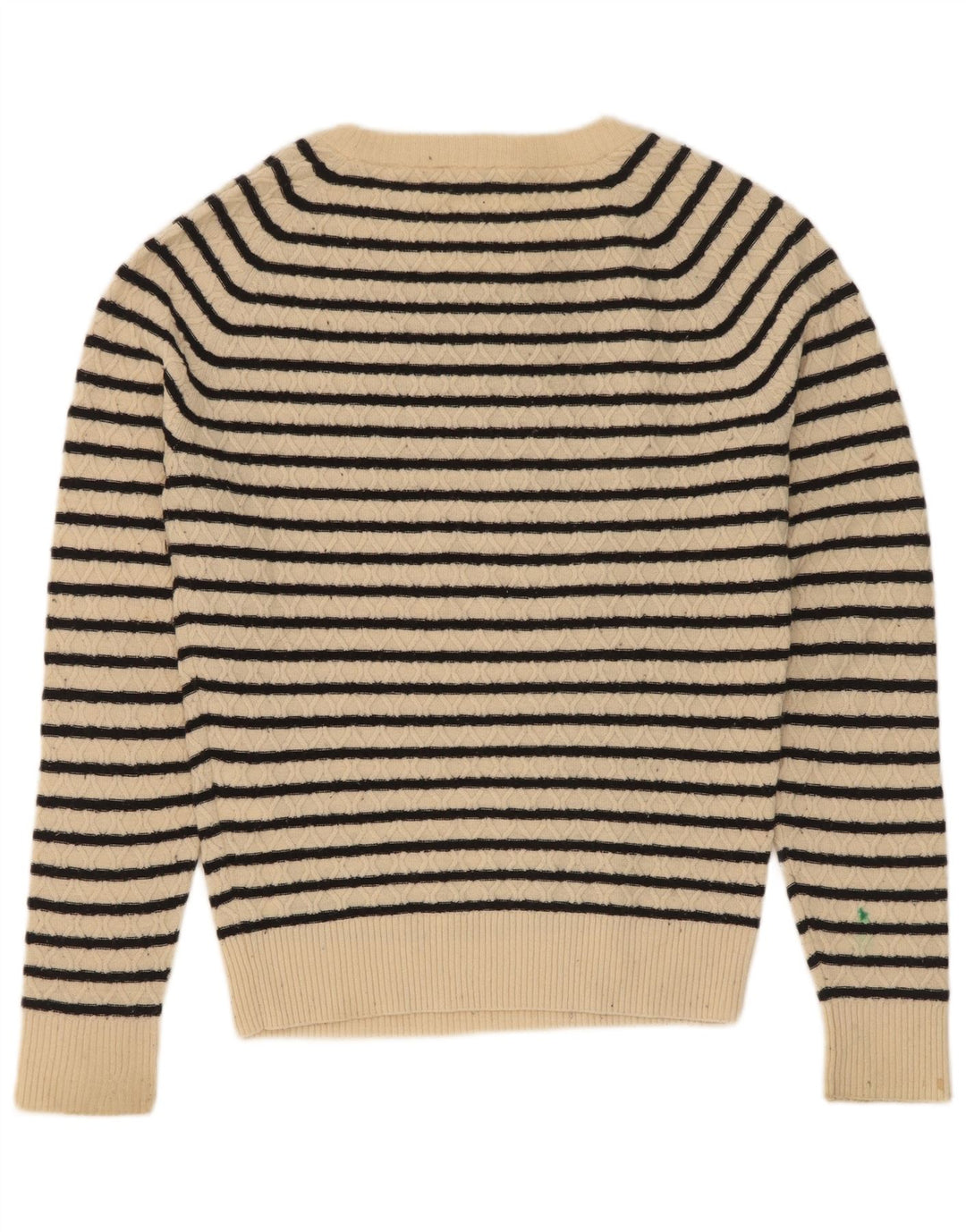 Levi's Donna Maglione con scollo a barca Maglione UK 10 Piccolo Lana a righe beige