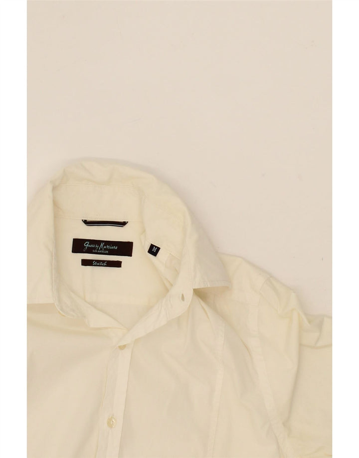 GUESS Mens Stretch Shirt Medium Off White Cotton Vintage Guess and Second-Hand Guess from Messina Hembry 