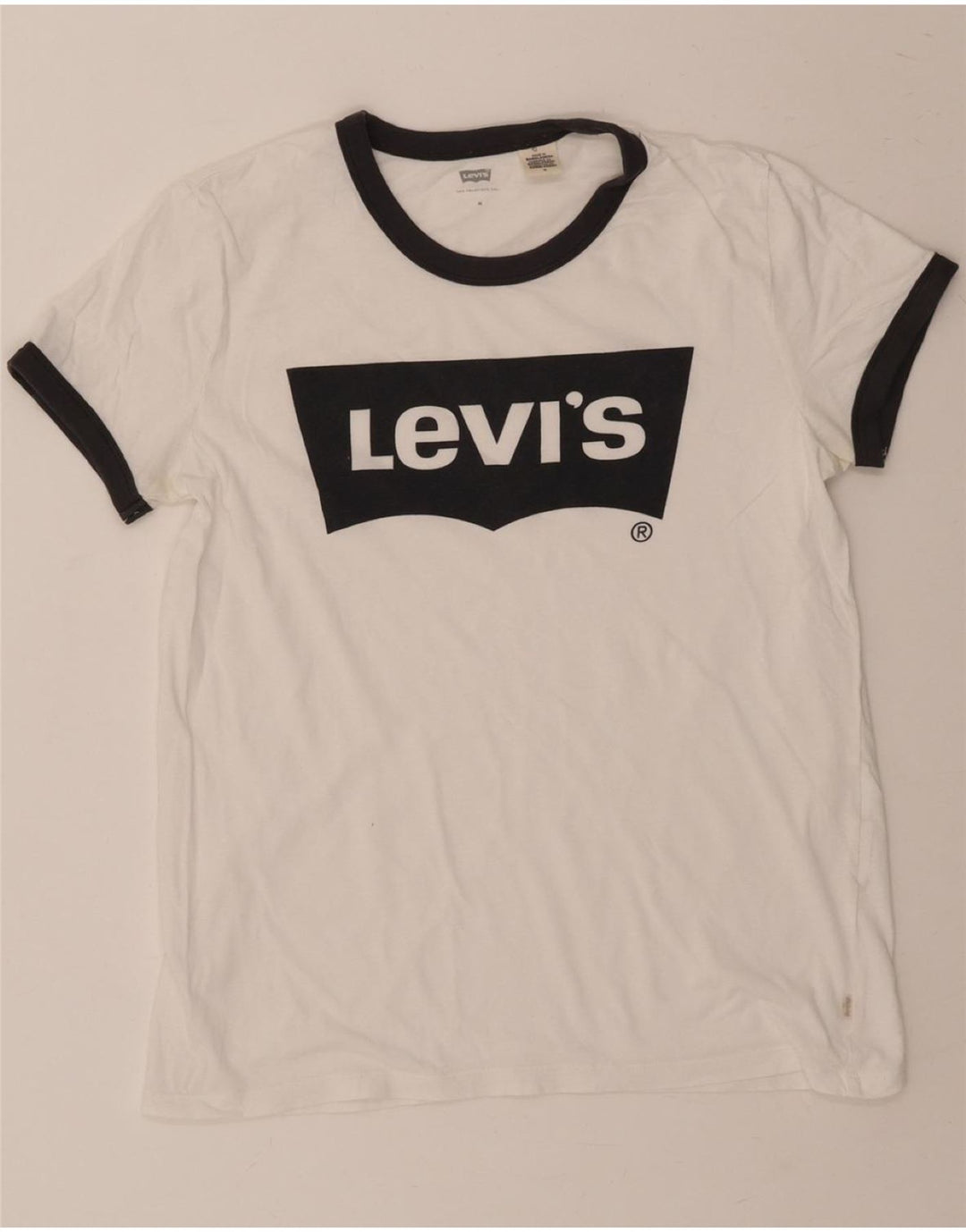 LEVI'S Womens Graphic T-Shirt Top UK 14 Medium White Vintage Levi's and Second-Hand Levi's from Messina Hembry 