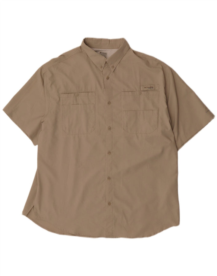 Camicia a maniche corte da uomo Columbia XL Poliestere beige